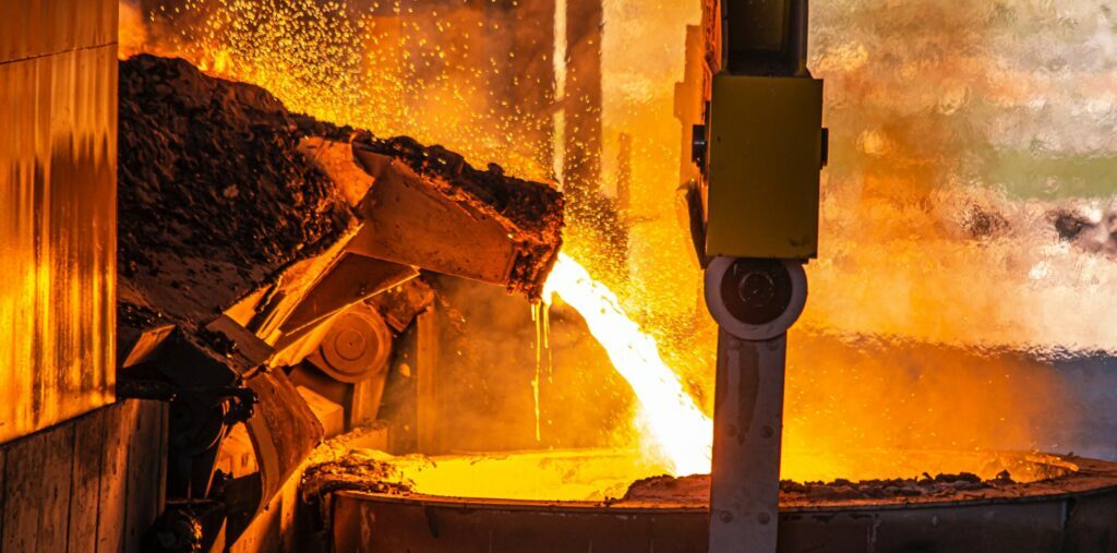 Steel being smelted in steel industry